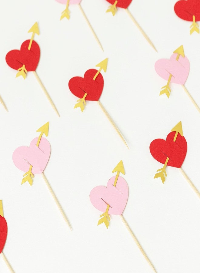 Confetti! 20pcs Red Heart Arrow Cupcake topper Red Pink Heart Cupake Toppers Picks Cake Topper Decoration for Sweet Love Theme Wedding Engagement,Valentine's Day Bridal Shower Party Cake Decors (20pcs Red and Pink Arrow heart) - Image 5